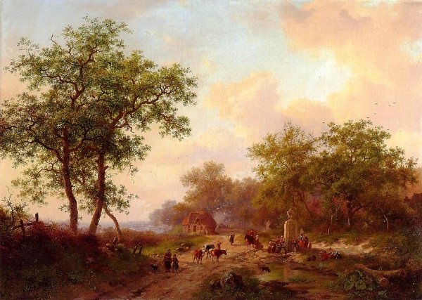 Main Product Photo of The Watering Place Painting by Frederk Marinus Kruseman