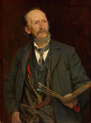 Portrait of the Painter Amaldus Nielsen by Fredrik Kolsto Oil Painting