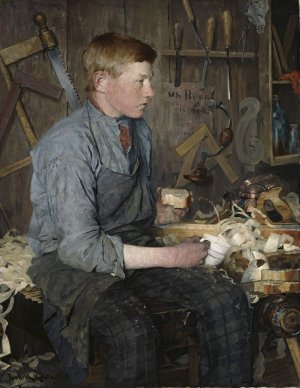 The young Carpenter by Fredrik Kolsto Oil Painting