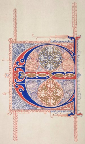 Illuminated Initial 'C' by Freeman Gage Delamotte Oil Painting