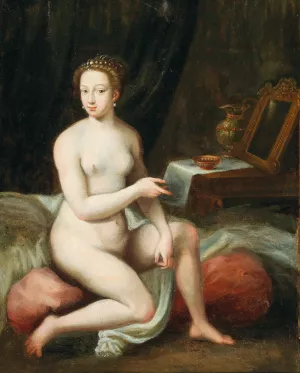 A Lady At Her Toilet by French School Oil Painting