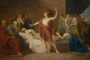 Achilles Lamenting The death Of Patroclus by French School Oil Painting