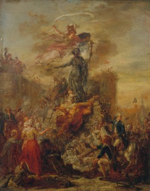 Allegorie de la Liberte sur les ruines de la Bastille by French School Oil Painting