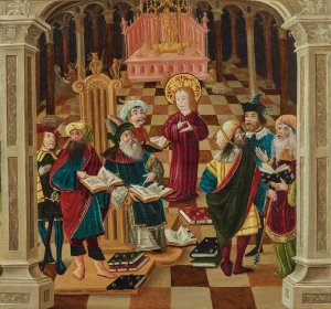 Christ among the Doctors by French School Oil Painting