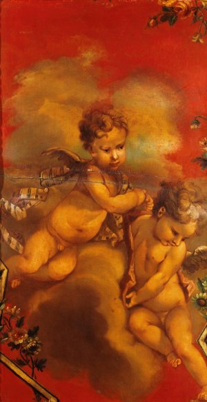 Deux genies by French School Oil Painting