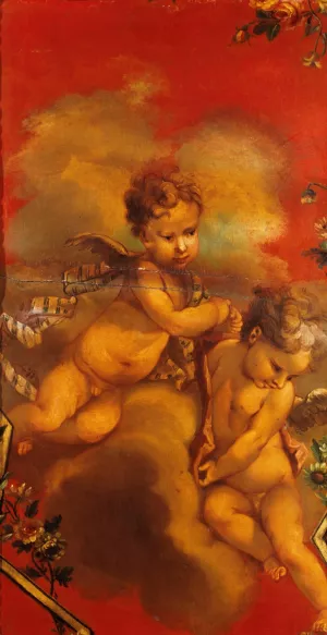 Deux genies by French School Oil Painting