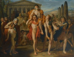 Diagoras Of Rhodes by French School Oil Painting
