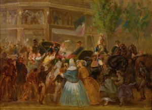 Emperor Napoleon III And Empress Eugenie In A Carriage by French School Oil Painting