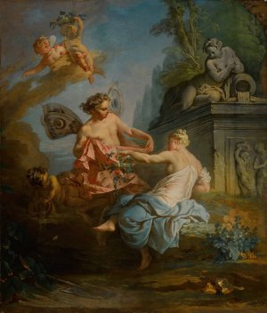 Flora and Zephyr by French School Oil Painting