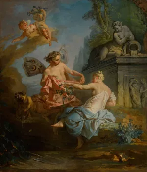 Flora and Zephyr by French School Oil Painting