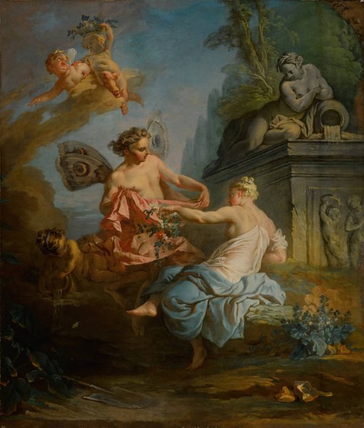 Flora and Zephyr  by French School - Hand-Painted Oil Painting Reproduction