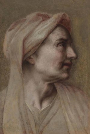 Head of An Old Woman by French School Oil Painting