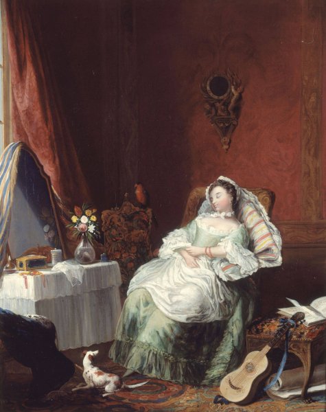 La Liseuse endormie  by French School - Hand-Painted Oil Painting Reproduction