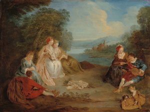 Le Repos sur la colline by French School Oil Painting