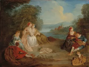 Le Repos sur la colline by French School Oil Painting