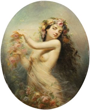 Naked Maenad Dancing by French School Oil Painting