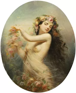 Naked Maenad Dancing by French School Oil Painting