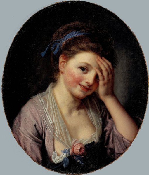 Portrait de jeune fille  by French School - Hand-Painted Oil Painting Reproduction