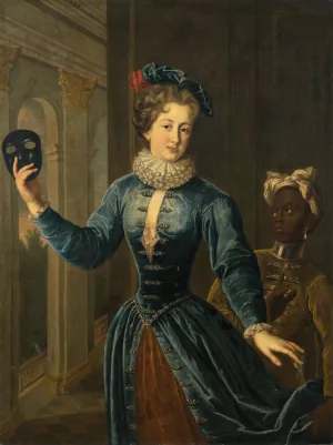 Portrait Of A Lady With A Page And A Mask Oil painting by French School