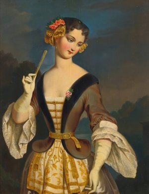 Portrait Of A Woman, Half-Length by French School Oil Painting