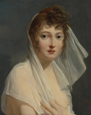 Portrait Of A Young Lady Wearing A Veil by French School Oil Painting