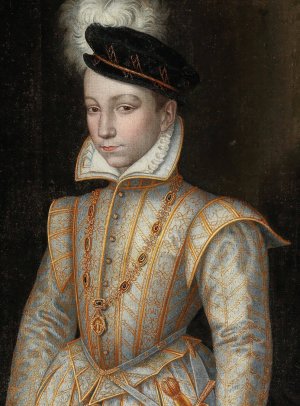 Portrait Of King Charles IX Of France by French School Oil Painting