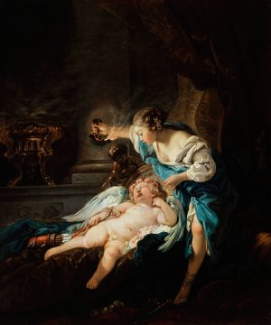 Psyche et l'Amour by French School Oil Painting