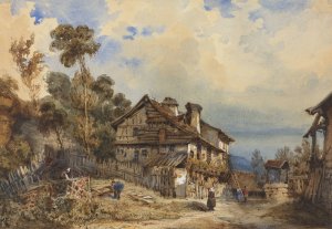 Rustic Landscape by French School Oil Painting