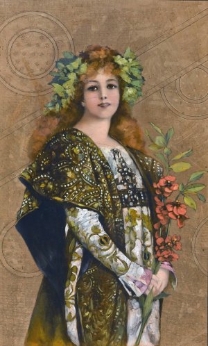 Sarah Bernhardt In Gismonda by French School Oil Painting