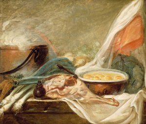 Still Life with Eggs and a Leg of Mutton by French School Oil Painting