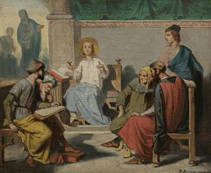 The Boy Jesus In The Temple by French School Oil Painting