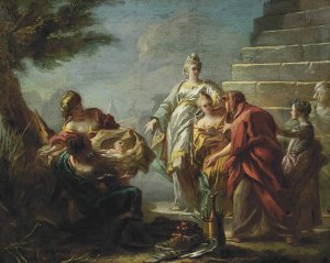 The Finding of Moses by French School Oil Painting