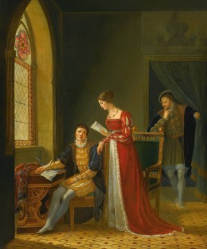 The Letter by French School Oil Painting