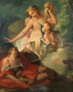 Venus and Adonis by French School Oil Painting