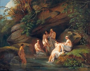 Venus and her nymphs bathing indistinctly by French School Oil Painting