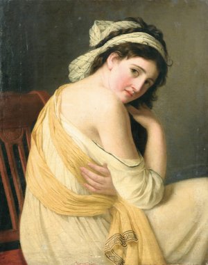 Young Woman In A Greek Tunic by French School Oil Painting