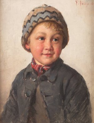 Young Boy by Friedrich Anton Prolss Oil Painting