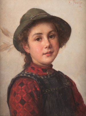 Young Girl by Friedrich Anton Prolss Oil Painting