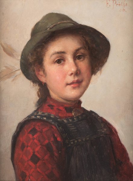 Young Girl  by Friedrich Anton Prolss - Hand-Painted Oil Painting Reproduction