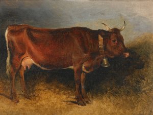 A Prize Cow by Friedrich August Matthias Gauermann Oil Painting