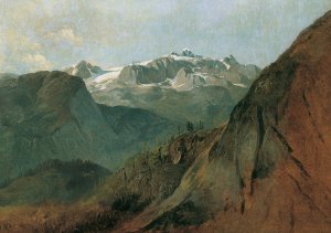 Der Dachstein vom Plassen bei Hallstatt by Friedrich August Matthias Gauermann Oil Painting