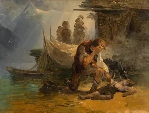 Der ertrunkene Knabe by Friedrich August Matthias Gauermann Oil Painting