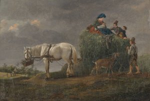 Der Heuwagen by Friedrich August Matthias Gauermann Oil Painting