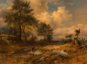 Der Karrenweg by Friedrich August Matthias Gauermann Oil Painting