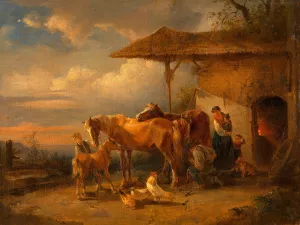 Dorfschmiede by Friedrich August Matthias Gauermann Oil Painting