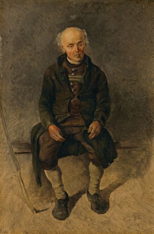 Farmer Smoking a Pipe by Friedrich August Matthias Gauermann Oil Painting