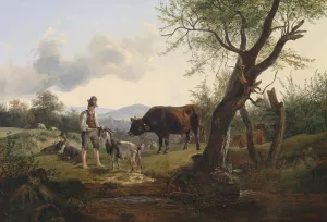 Hirte mit Ziegenbock Oil painting by Friedrich August Matthias Gauermann