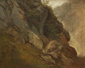 Naturstudie einer Felswand by Friedrich August Matthias Gauermann Oil Painting