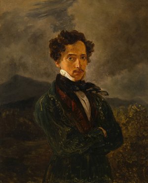 Selbstbildnis Friedrich August Gauermann by Friedrich August Matthias Gauermann Oil Painting