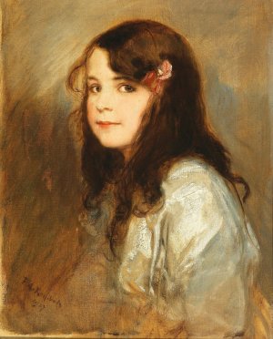 Portrait of Daughter Hedda by Friedrich August Von Kaulbach Oil Painting